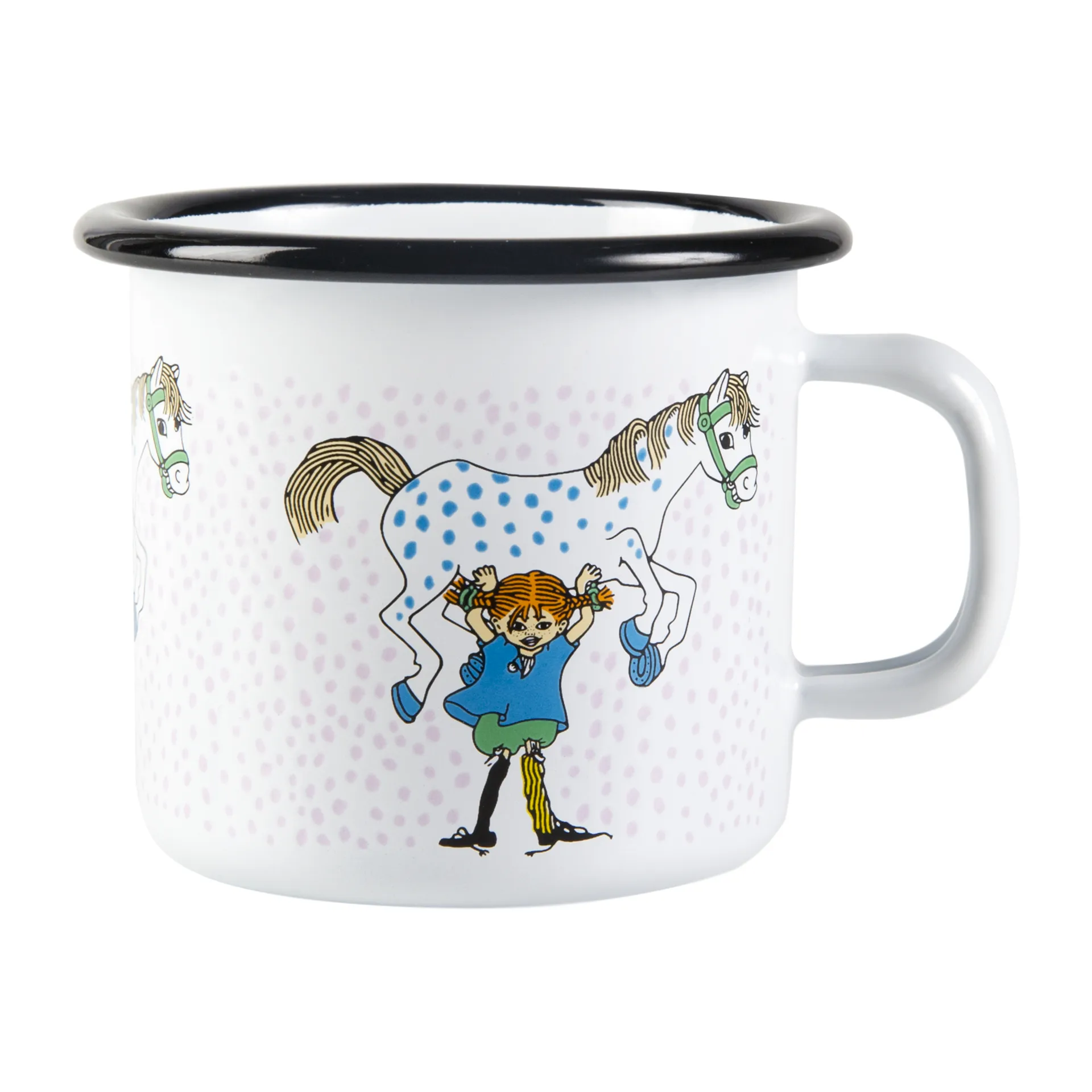 Pippi och Lilla gubben kubek emaliowany 250 ml, Biały Muurla