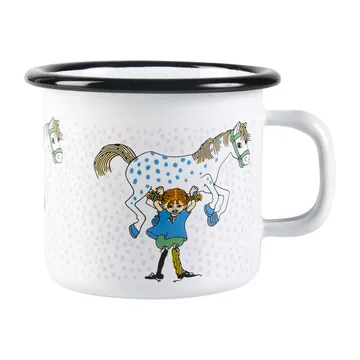 Pippi och Lilla gubben kubek emaliowany 250 ml - Biały - Muurla