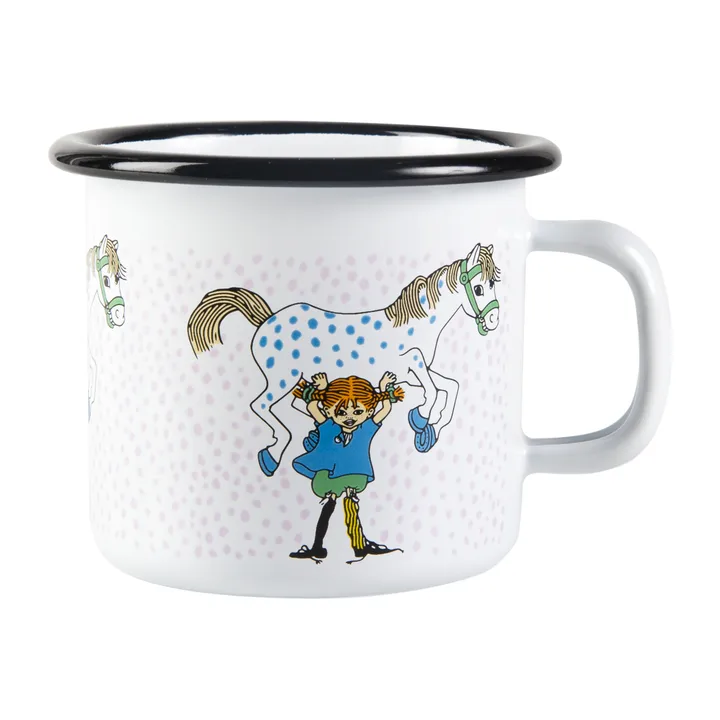 Pippi och Lilla gubben kubek emaliowany 250 ml - Biały - Muurla