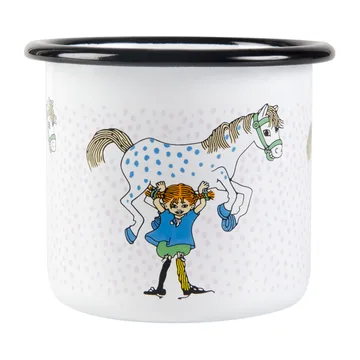 Pippi och Lilla gubben kubek emaliowany 250 ml - Biały - Muurla