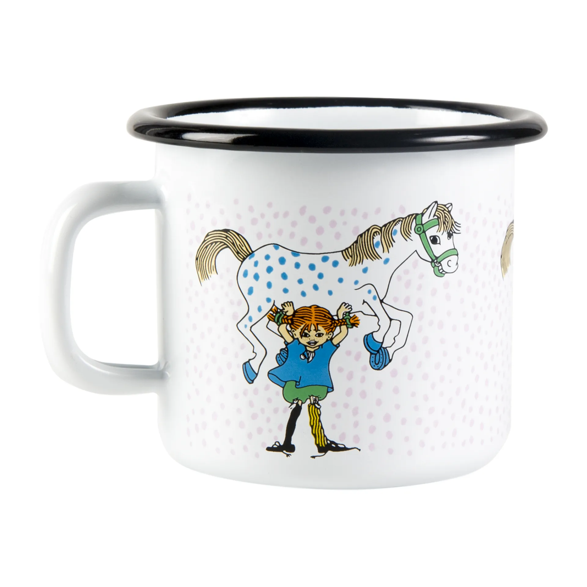 Pippi och Lilla gubben kubek emaliowany 250 ml, Biały Muurla