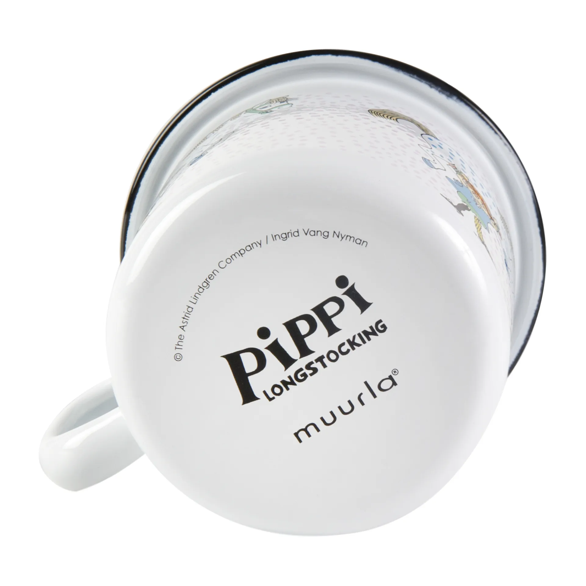 Pippi och Lilla gubben kubek emaliowany 250 ml, Biały Muurla