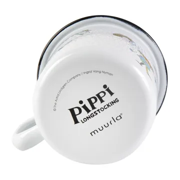Pippi och Lilla gubben kubek emaliowany 250 ml - Biały - Muurla