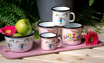 Pippi och Lilla gubben kubek emaliowany 250 ml - Biały - Muurla