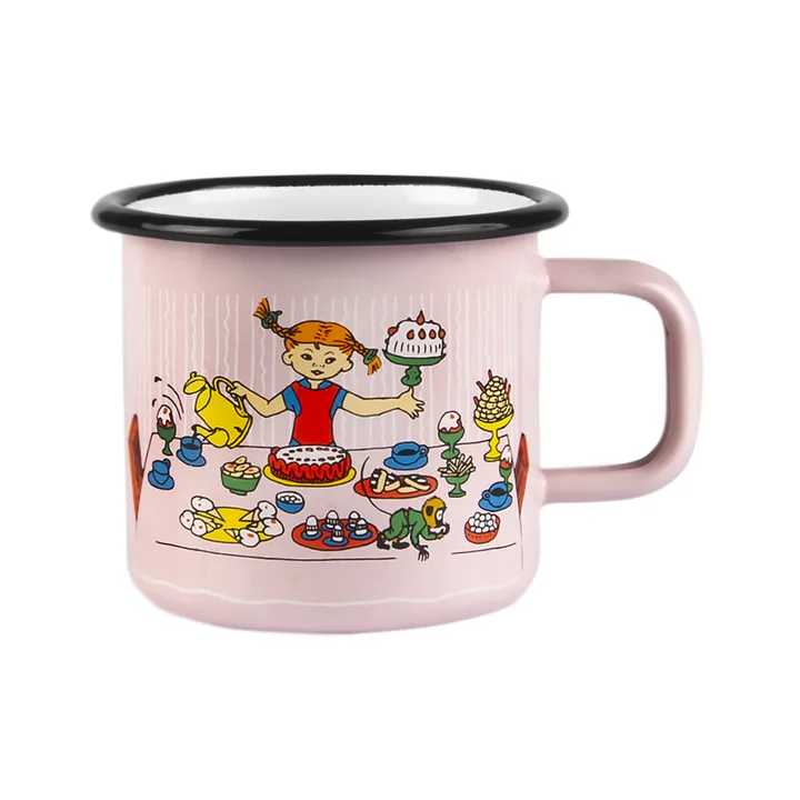 Pippi urodziny kubek emaliowany 370 ml - Różowy - Muurla