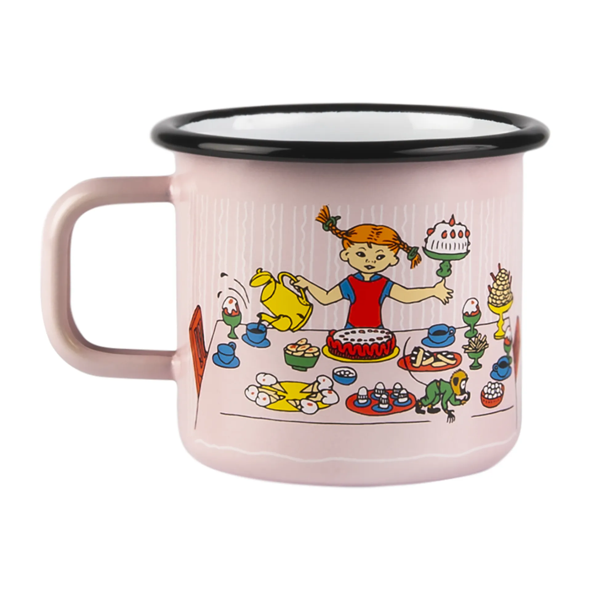 Pippi urodziny kubek emaliowany 370 ml, Różowy Muurla