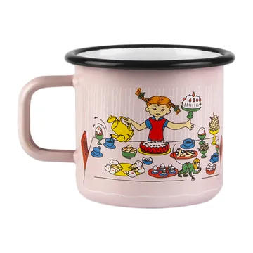 Pippi urodziny kubek emaliowany 370 ml - Różowy - Muurla