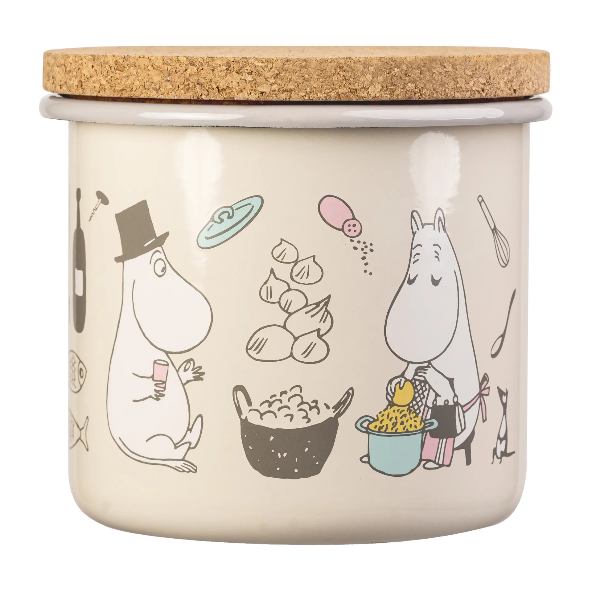 Puszka emaliowana z korkową pokrywką Moomin 1,3 l, Bon Appétit Muurla