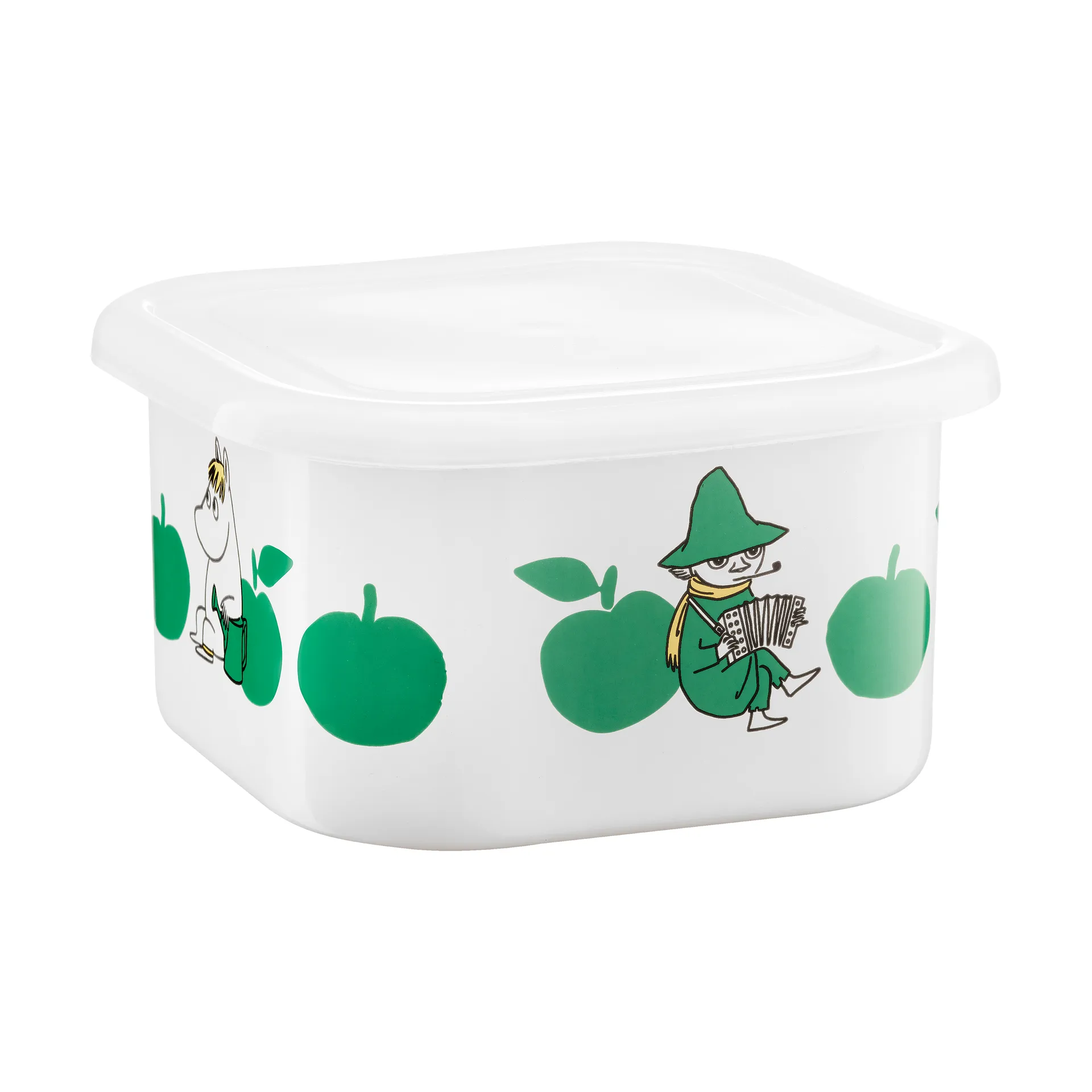 Puszka emaliowana z pokrywką Muminki 1,5 L, Joyfull Apples-green Muurla