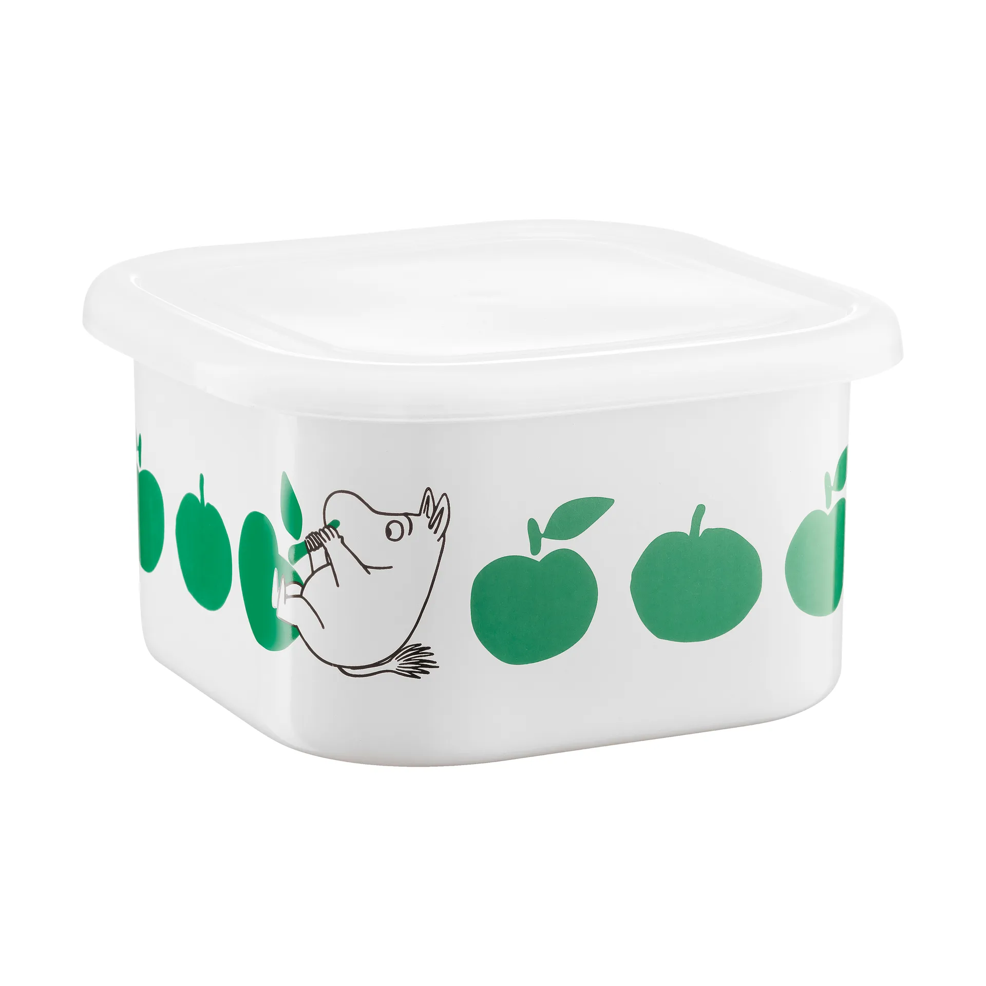 Puszka emaliowana z pokrywką Muminki 1,5 L, Joyfull Apples-green Muurla