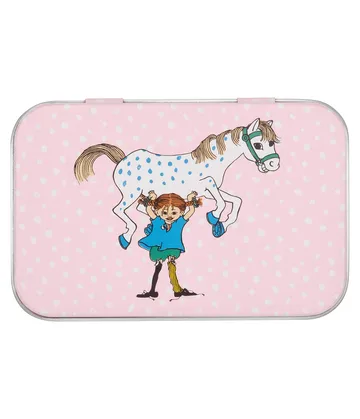 Puszka metalowa z Pippi 10x6,5x3 cm - Pippi and the Horse - Muurla
