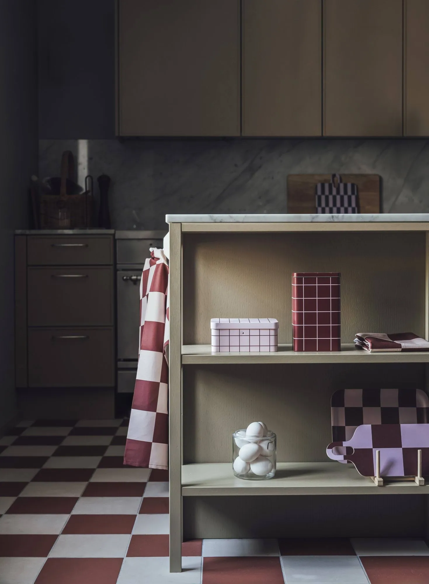 Ręcznik kuchenny Checks & Stripes, Brown-pink, 50x65cm Muurla