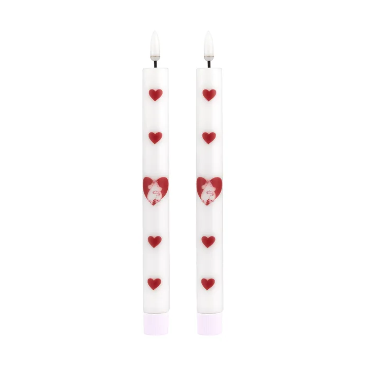 Świeca stołowa LED Mumin 25 cm - Heart, 2-pack - Muurla