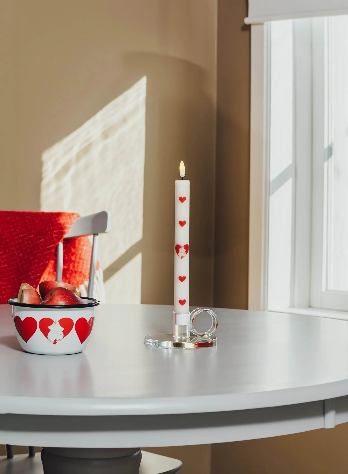 Świeca stołowa LED Mumin 25 cm, Heart, 2-pack Muurla