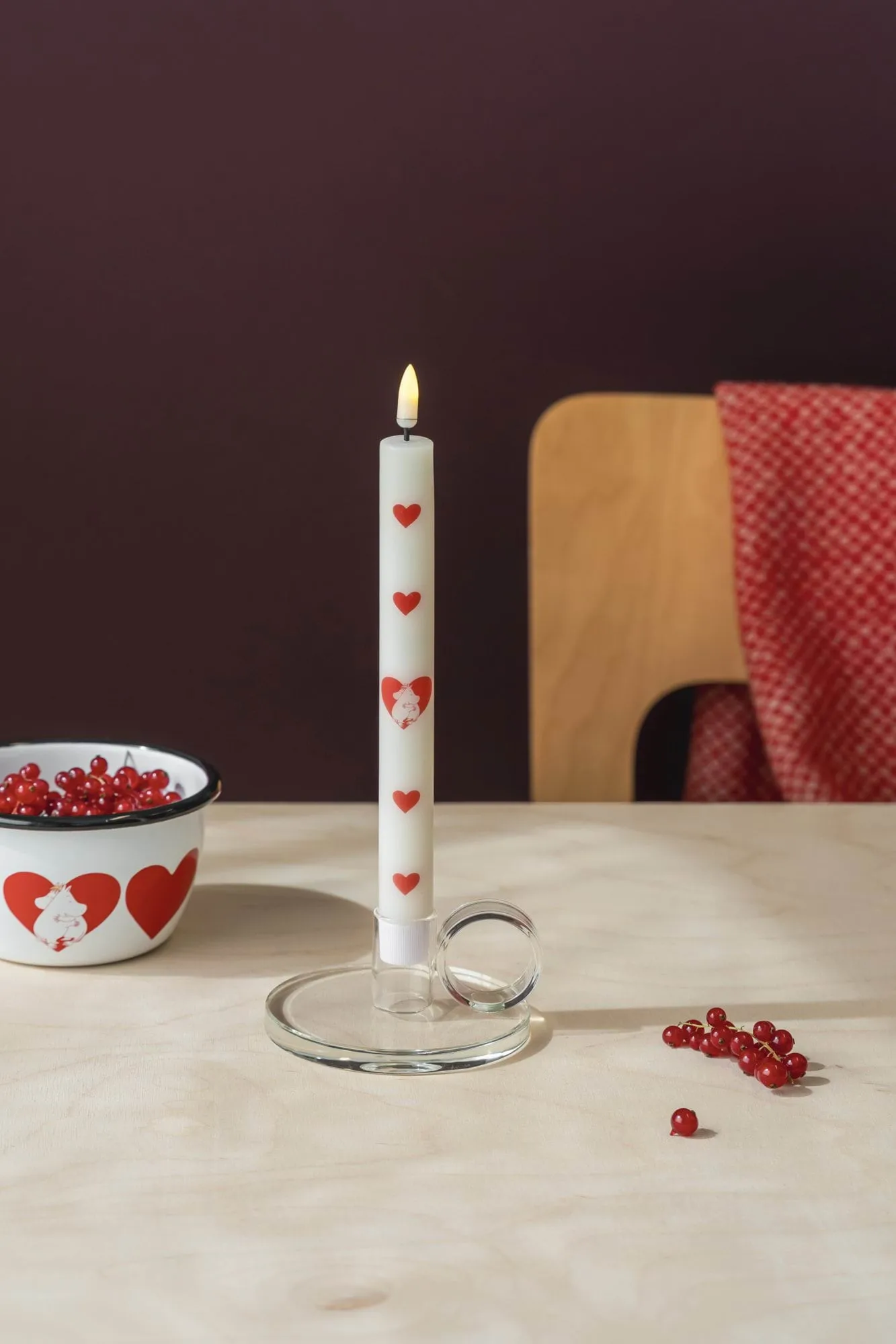 Świeca stołowa LED Mumin 25 cm, Heart, 2-pack Muurla