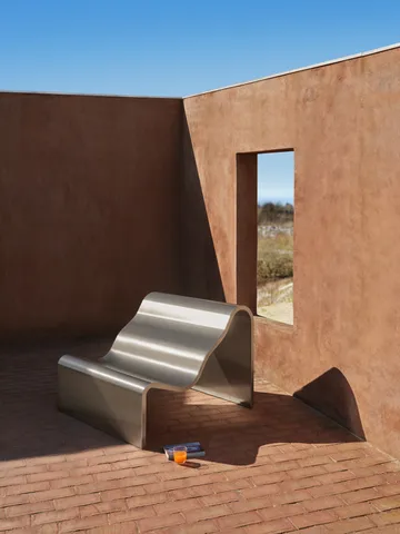 Ławka Dream View - Szczotkowana stal, 100 cm - Muuto