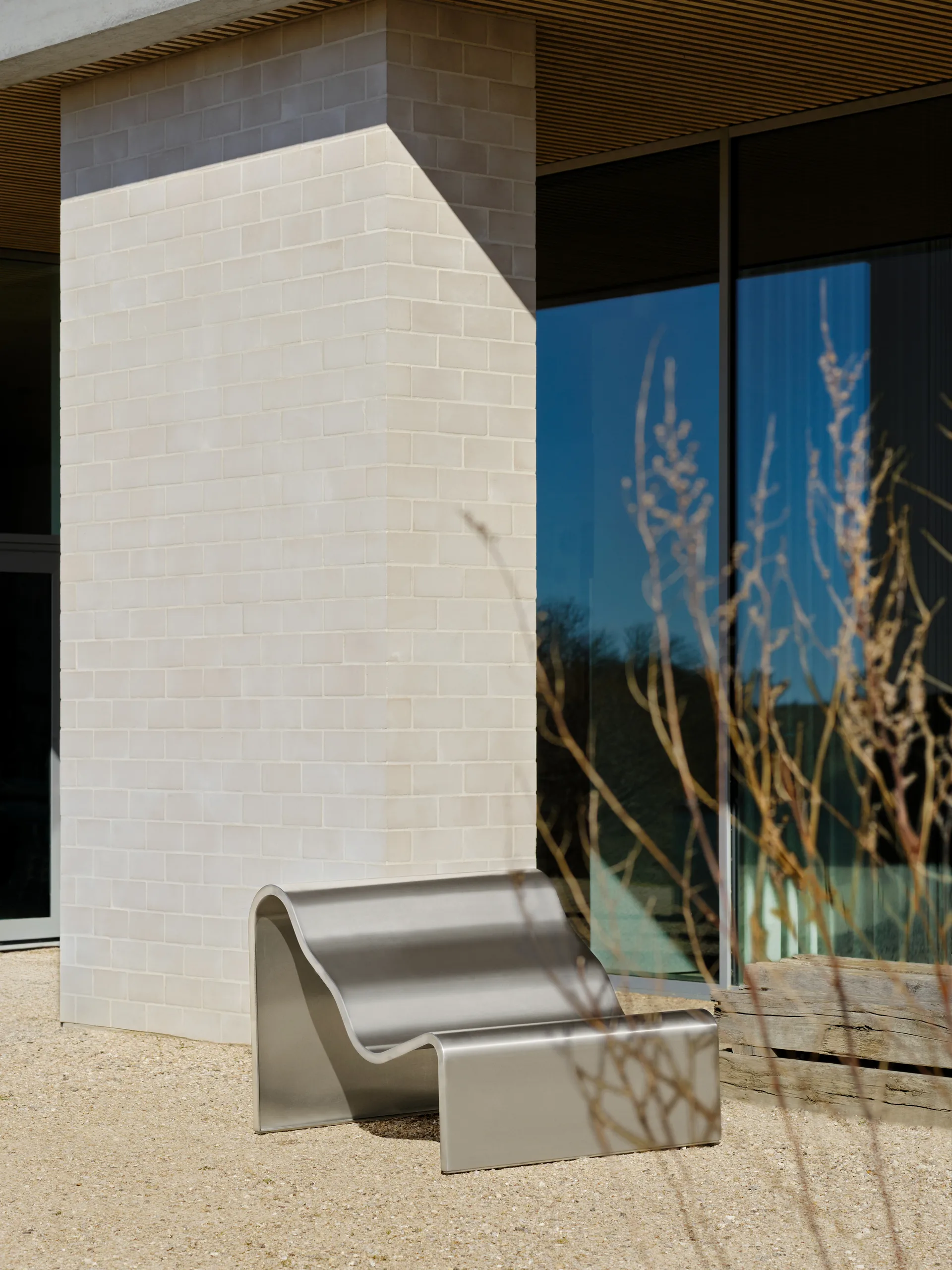 Ławka Dream View, Szczotkowana stal, 100 cm Muuto