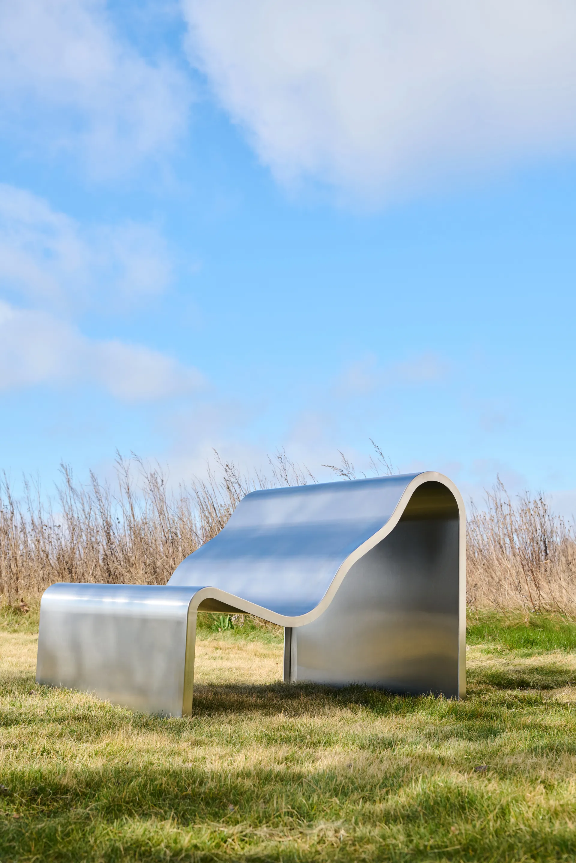 Ławka Dream View, Szczotkowana stal, 100 cm Muuto