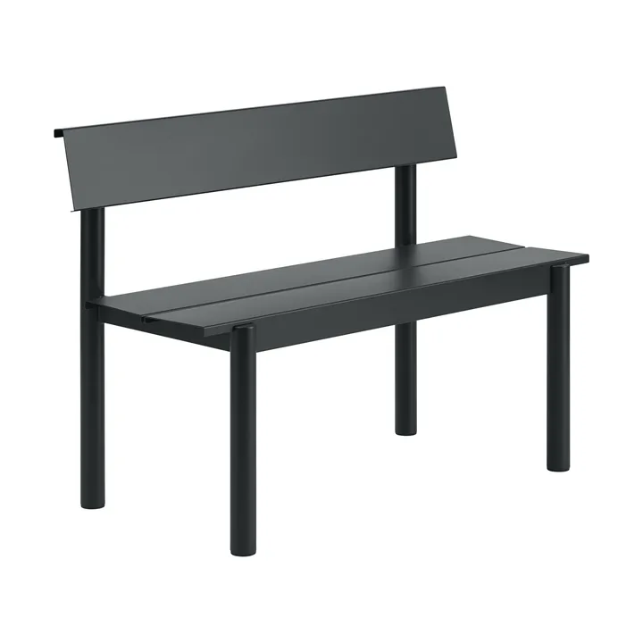 Ławka z oparciem Linear Steel - Black, 110x34 cm - Muuto