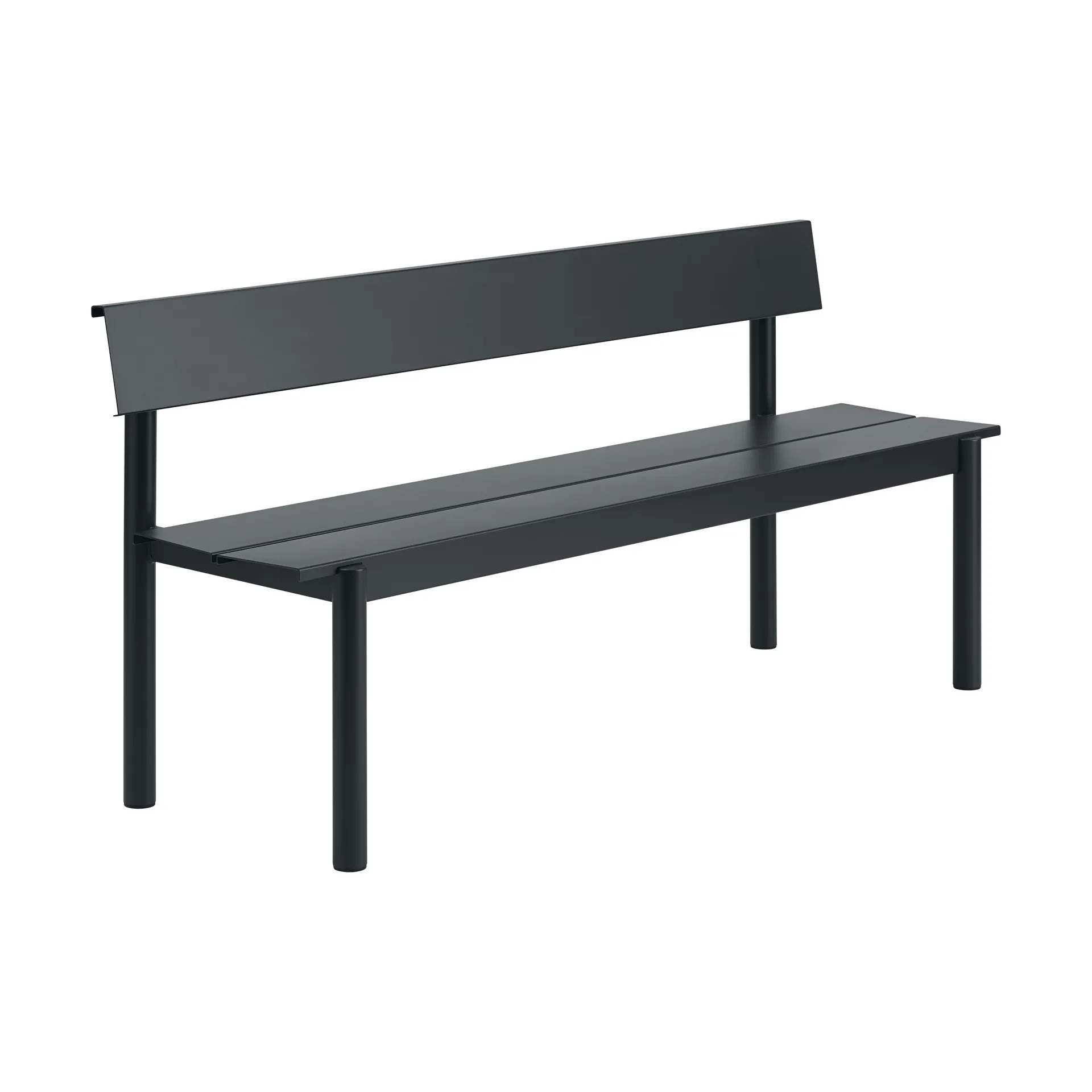 Ławka z oparciem Linear Steel, Black, 170x34 cm Muuto
