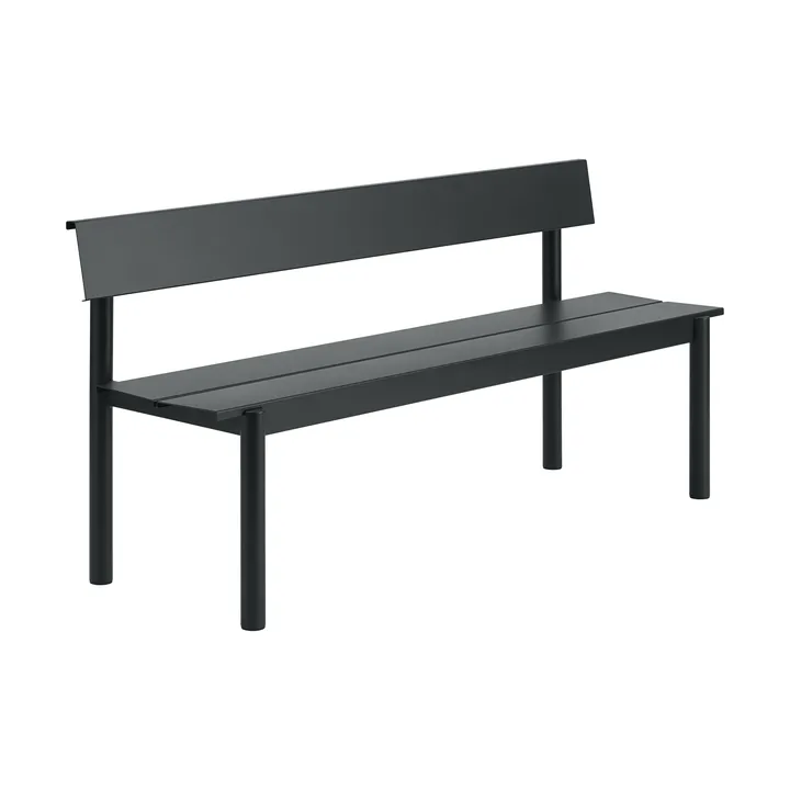Ławka z oparciem Linear Steel - Black, 170x34 cm - Muuto
