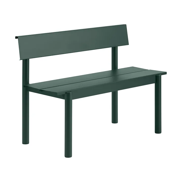 Ławka z oparciem Linear Steel - Dark green, 110x34 cm - Muuto