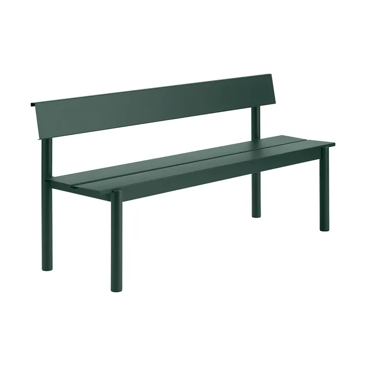 Ławka z oparciem Linear Steel - Dark green, 170x34 cm - Muuto