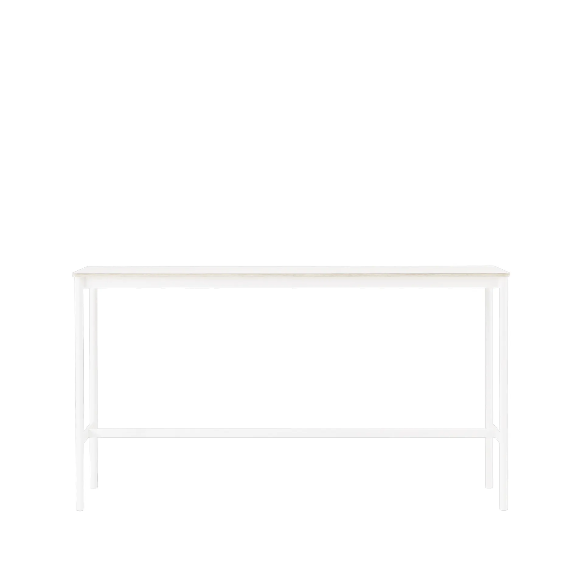 Base High stół barowy, biały laminat, biały stojak, krawędź ze sklejki, s50 l190 w105 Muuto