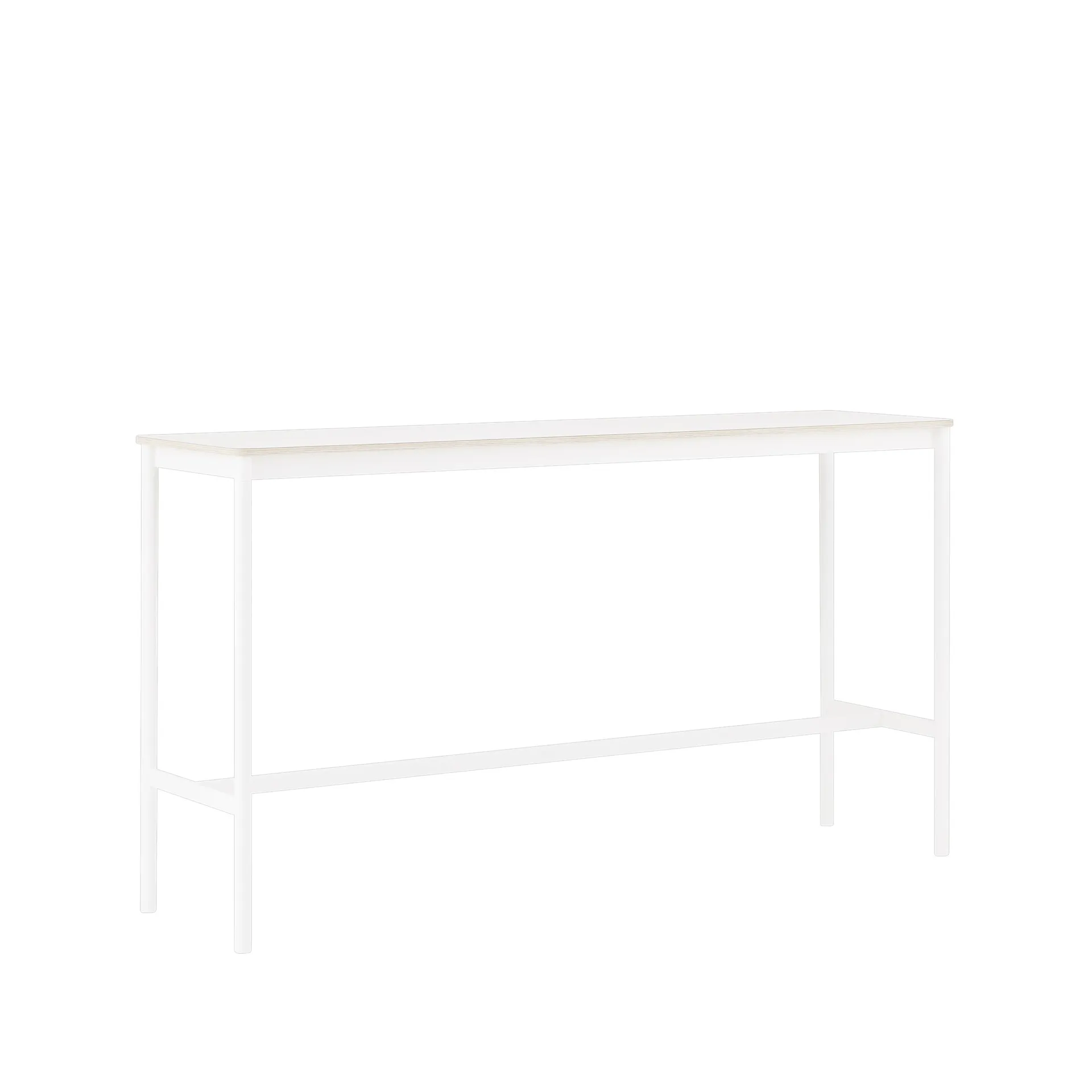 Base High stół barowy, biały laminat, biały stojak, krawędź ze sklejki, s50 l190 w105 Muuto