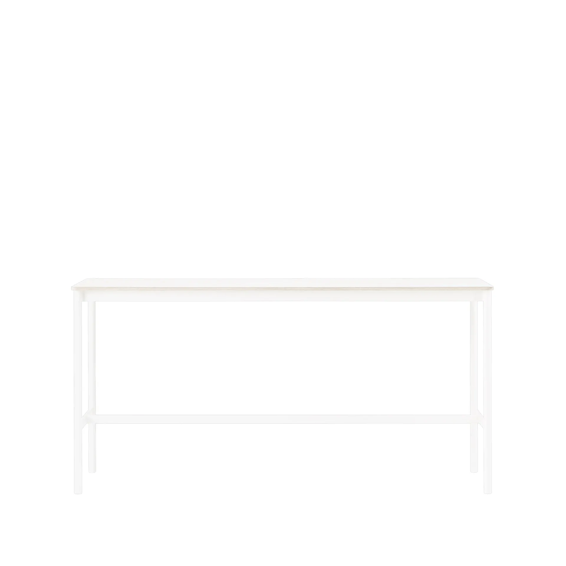 Base High stół barowy, biały laminat, biały stojak, krawędź ze sklejki, s50 l190 w95 Muuto