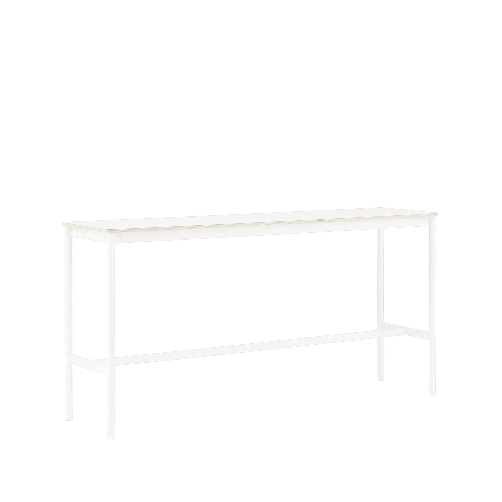 Base High stół barowy, biały laminat, biały stojak, krawędź ze sklejki, s50 l190 w95 Muuto