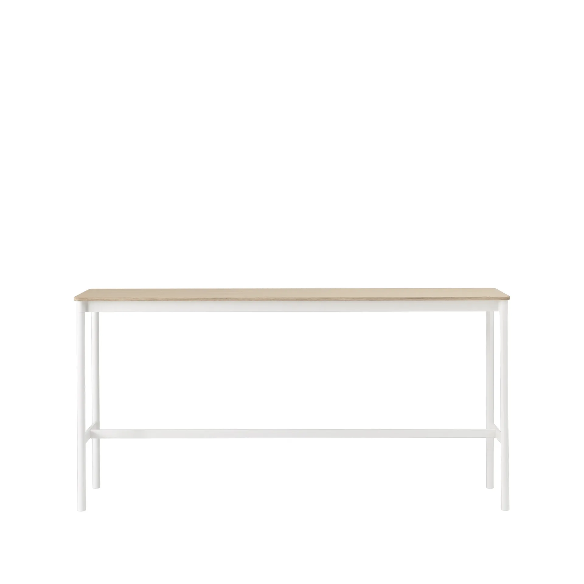 Base High stół barowy, dąb, podstawa biała, obrzeże ze sklejki, s50 l190 w95 Muuto
