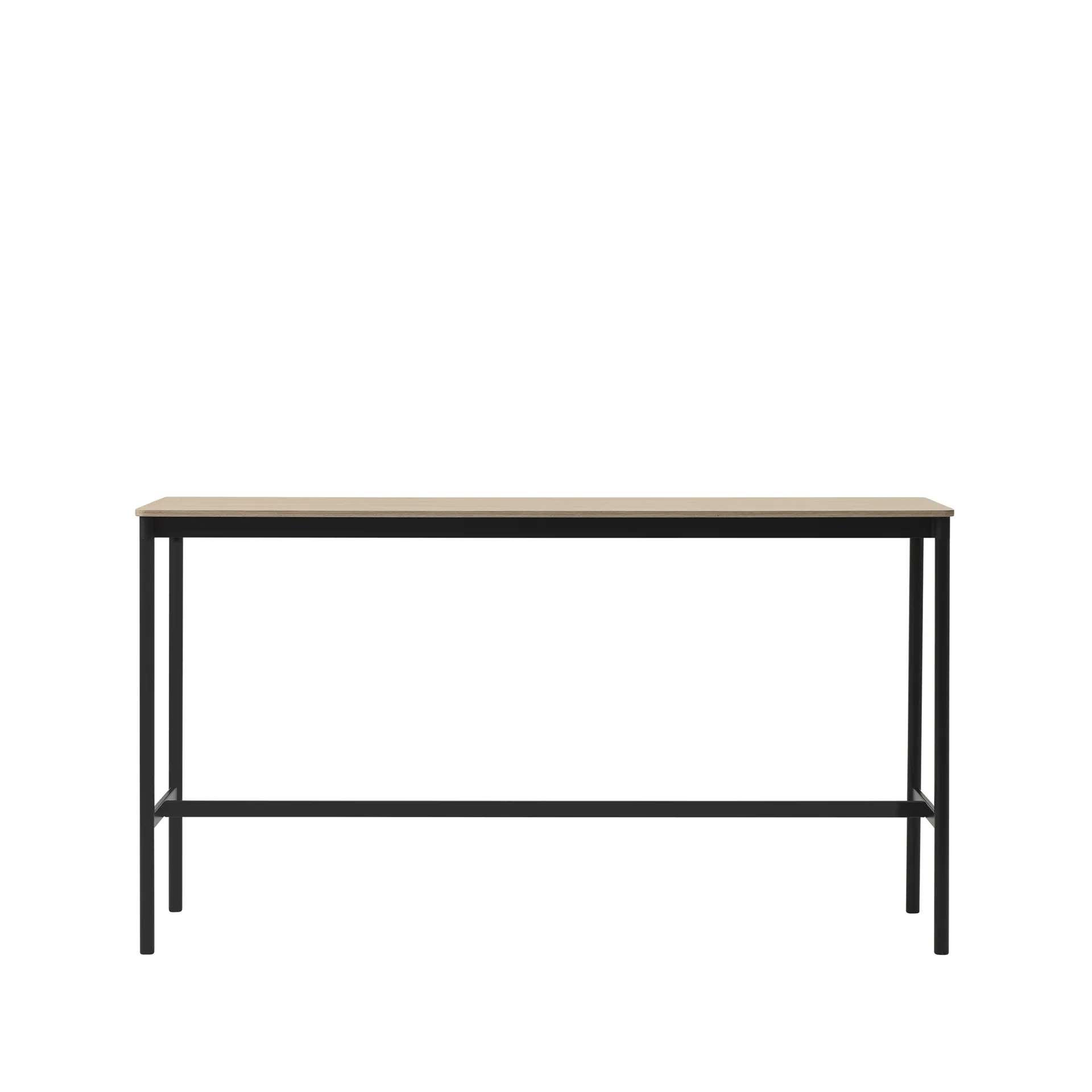 Base High stół barowy, dąb, podstawa czarna, krawędź sklejka, s50 l190 w105 Muuto