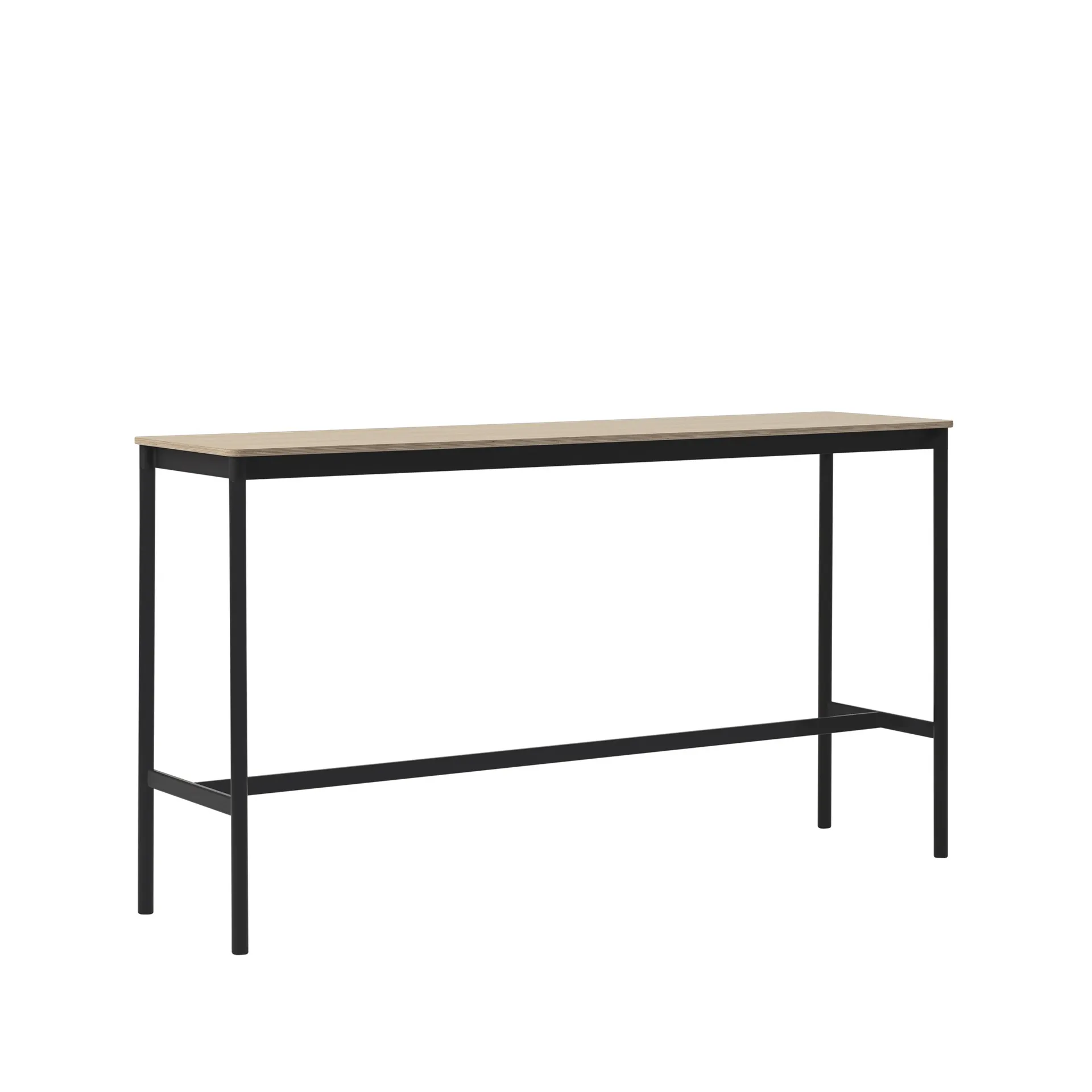 Base High stół barowy, dąb, podstawa czarna, krawędź sklejka, s50 l190 w105 Muuto