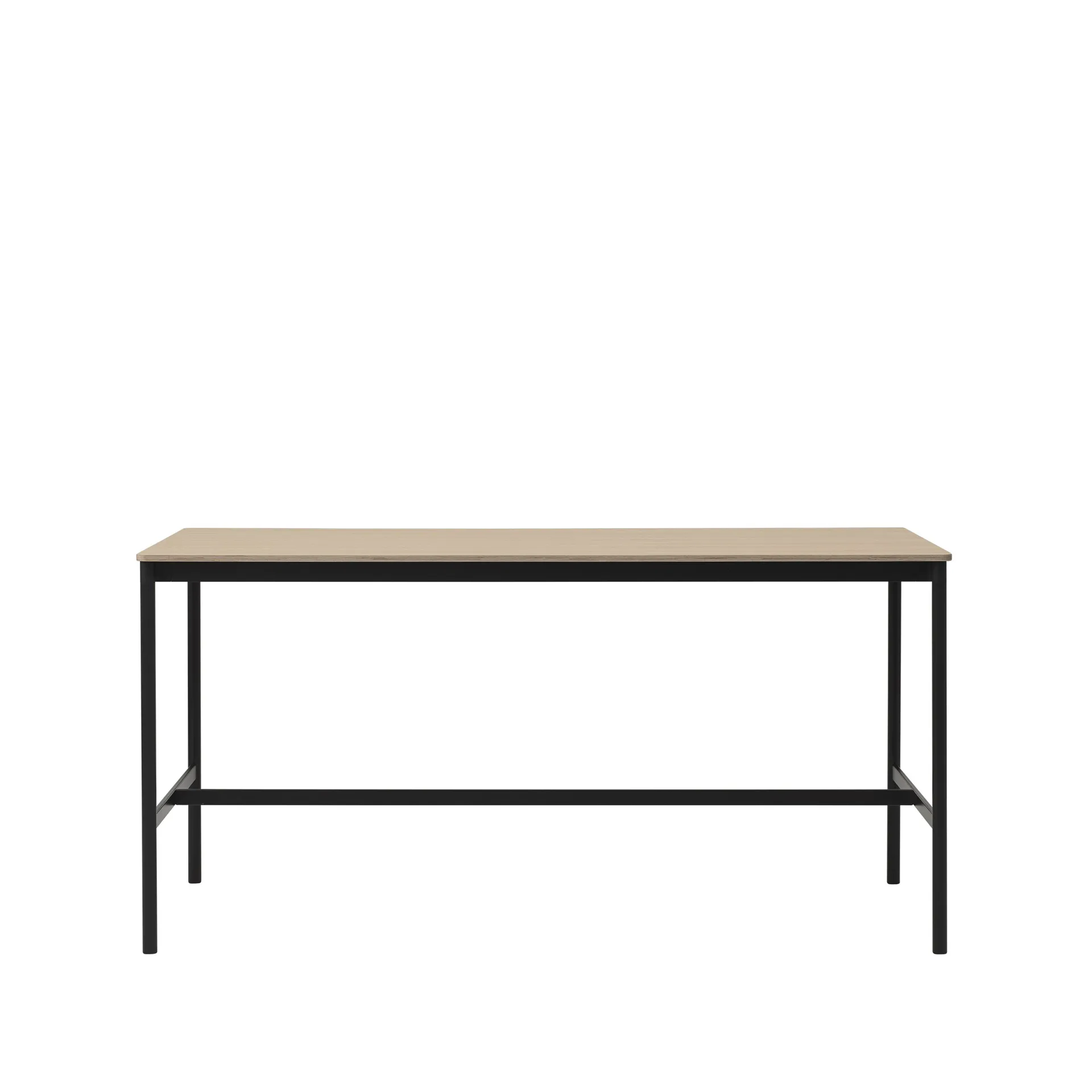 Base High stół barowy, dąb, podstawa czarna, krawędź ze sklejki, s85 l190 w95 Muuto