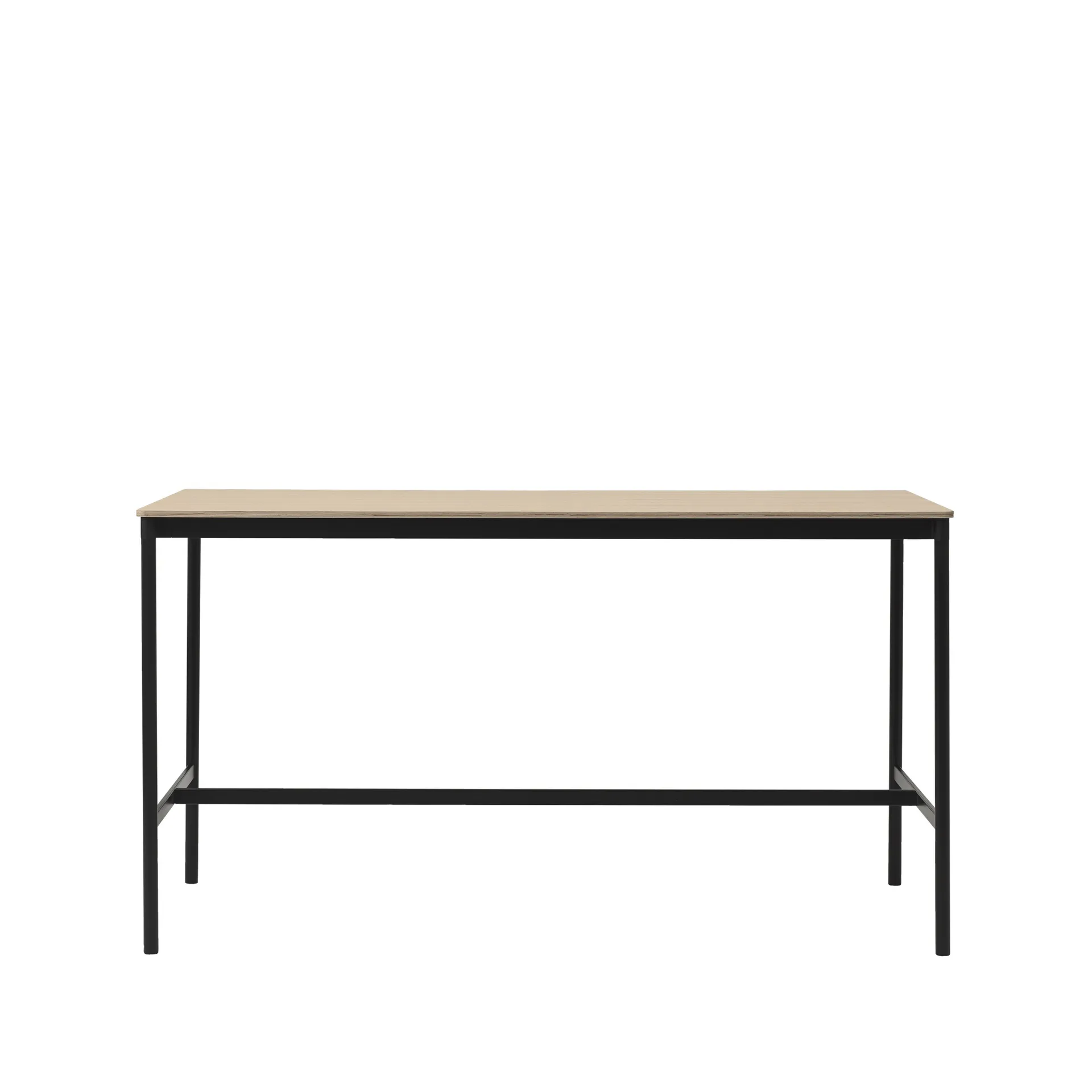 Base High stół barowy, dąb, podstawa czarna, obrzeże ze sklejki, s85 l190 w105 Muuto