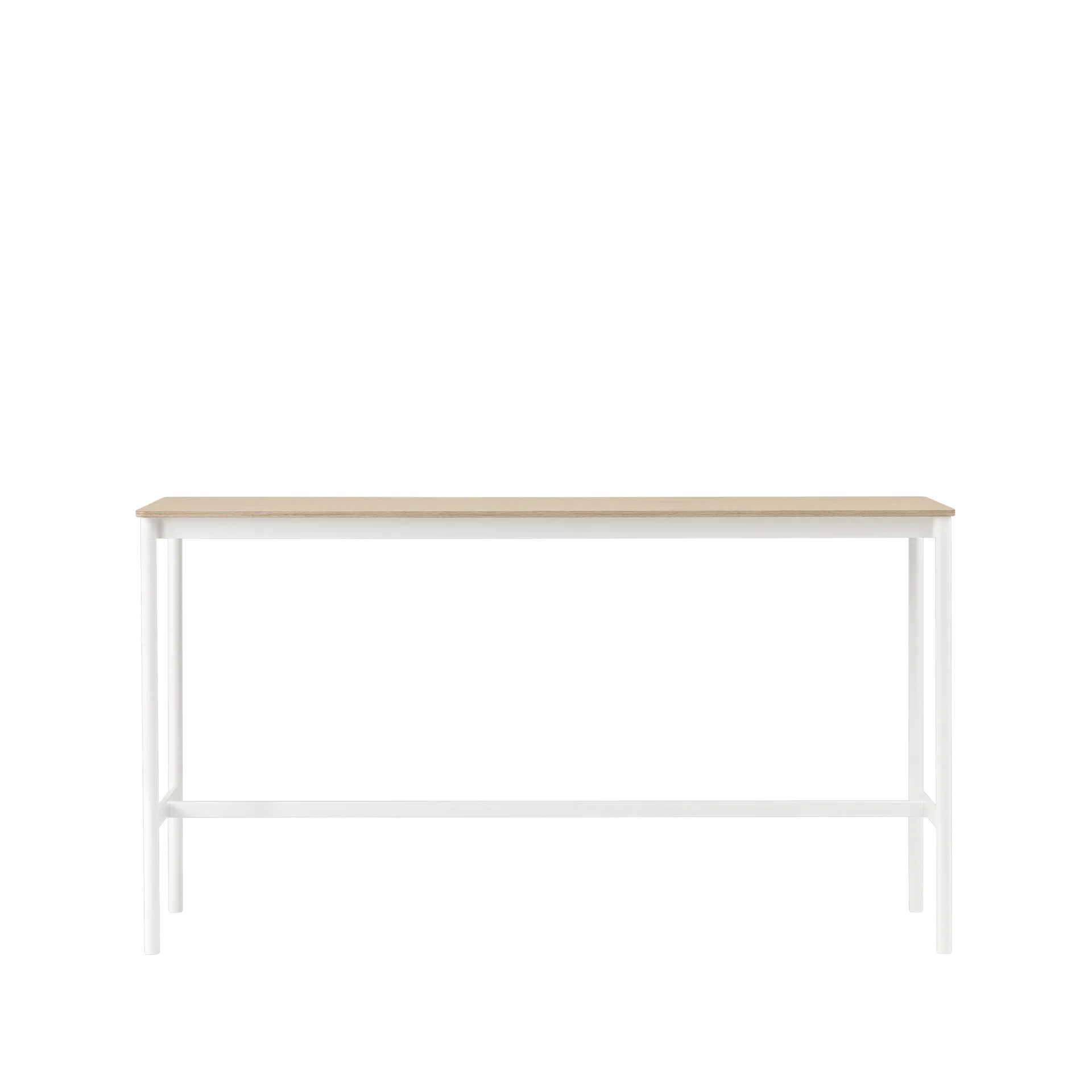 Base High stół barowy, dąb, stojak biały, obrzeże ze sklejki, s50 l190 w105 Muuto