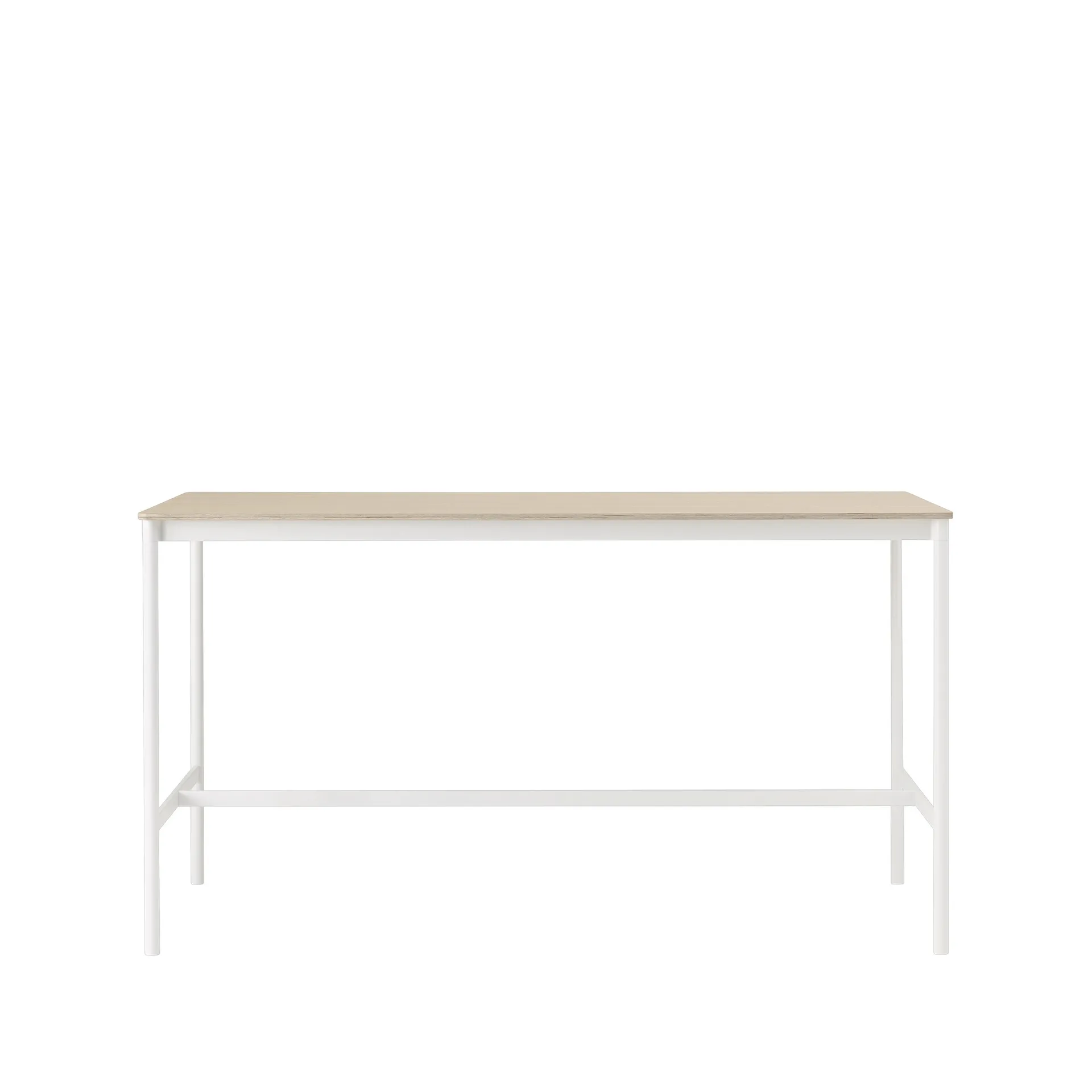 Base High stół barowy, dąb, stojak biały, obrzeże ze sklejki, s85 l190 w105 Muuto