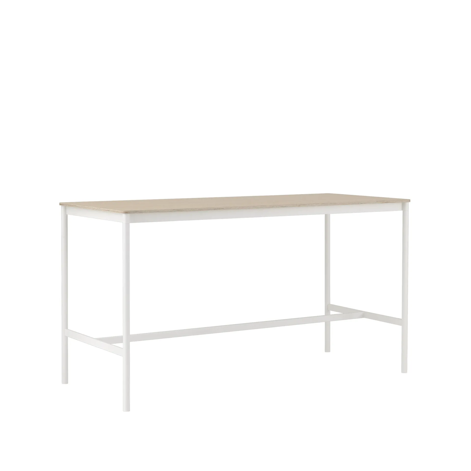 Base High stół barowy, dąb, stojak biały, obrzeże ze sklejki, s85 l190 w105 Muuto