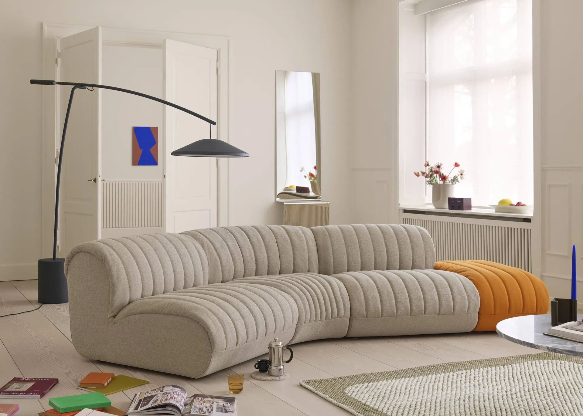 Coltre sofa modułowa, Konfiguracja 2, turf-sand, narożna sofa Muuto