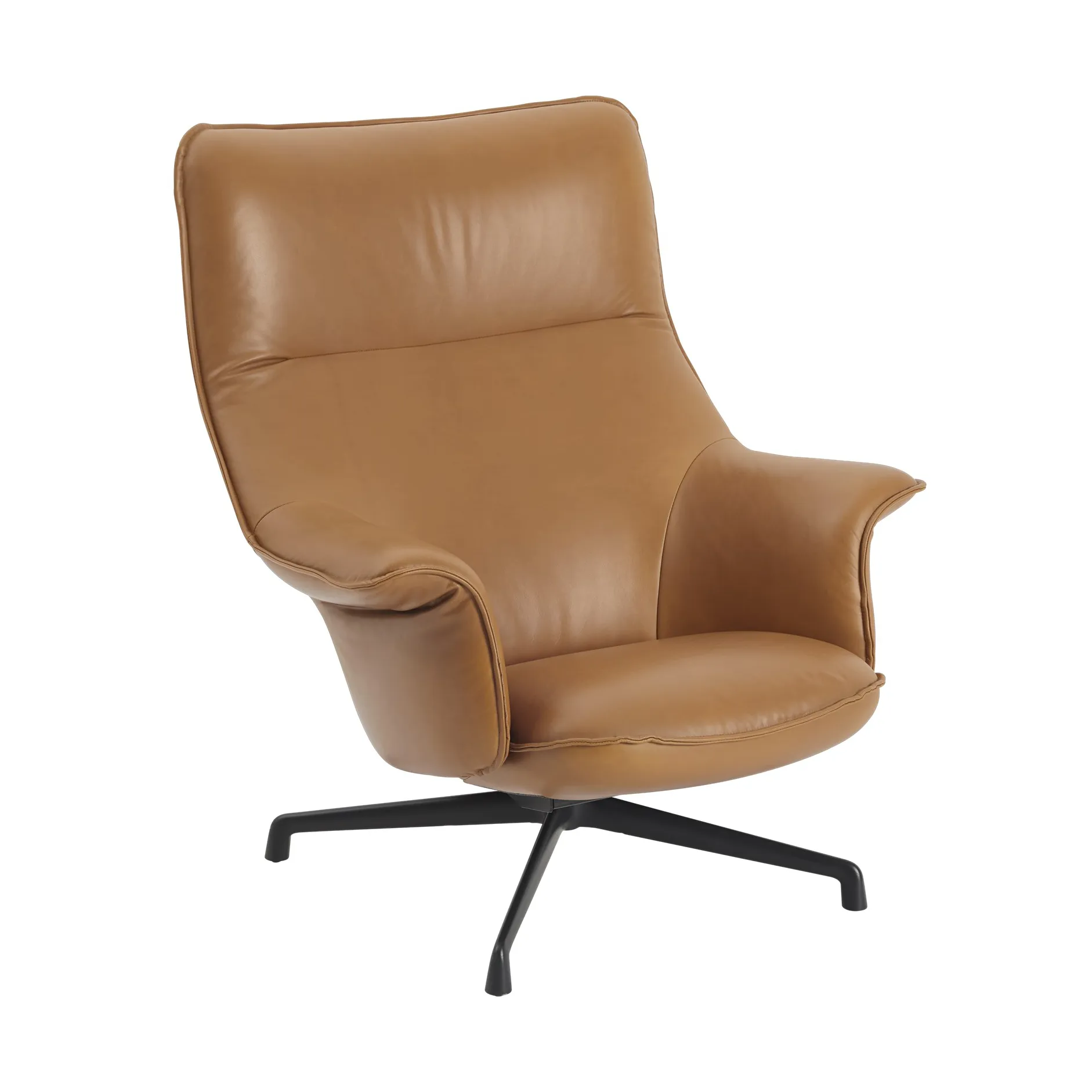 Doze fotel swivel base, Refine leather cognac-black Muuto