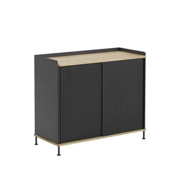 Enfold Tall stolik boczny - Black-Oak-Metal - Muuto