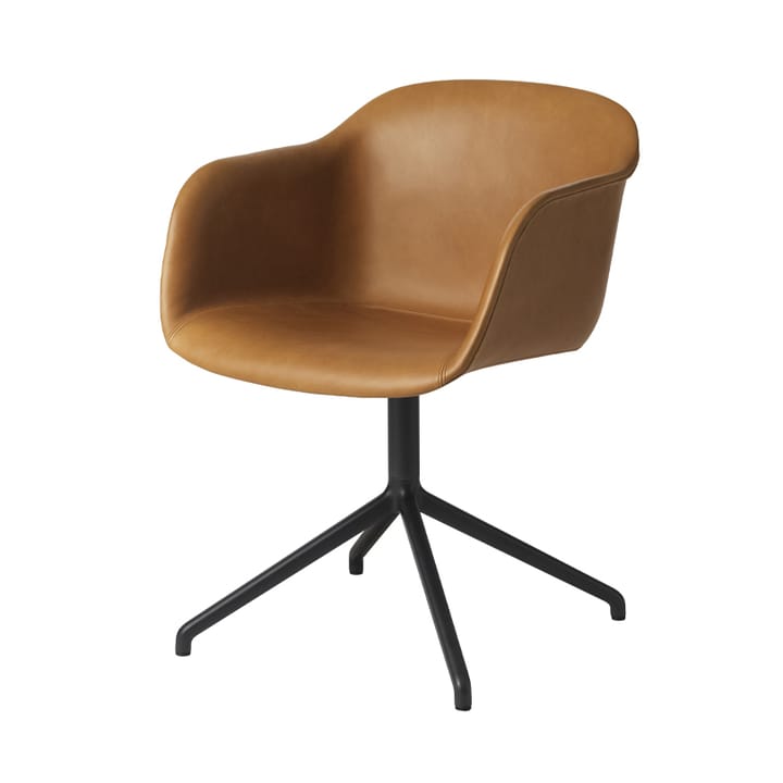 Fiber armchair swivel base krzesło biurowe - Cognac-czarny stativ - Muuto