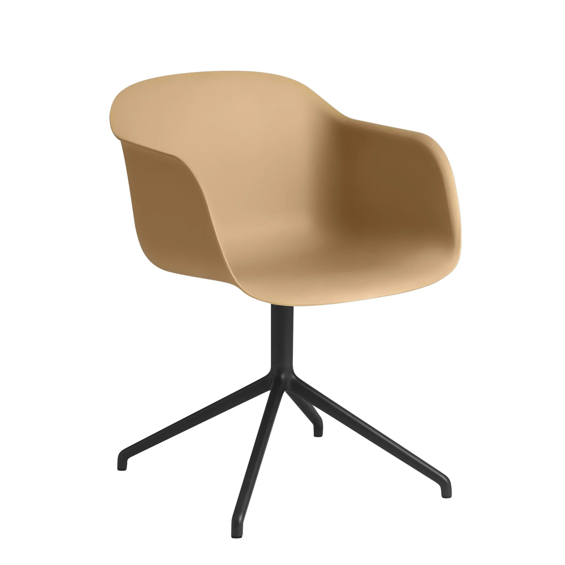 Fiber armchair swivel base krzesło biurowe, Ochre-Black (plastic) Muuto
