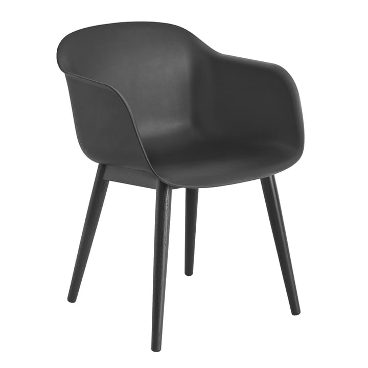 Fiber Armchair z drewnianymi nogami - Anthracite Black (plastic) - Muuto