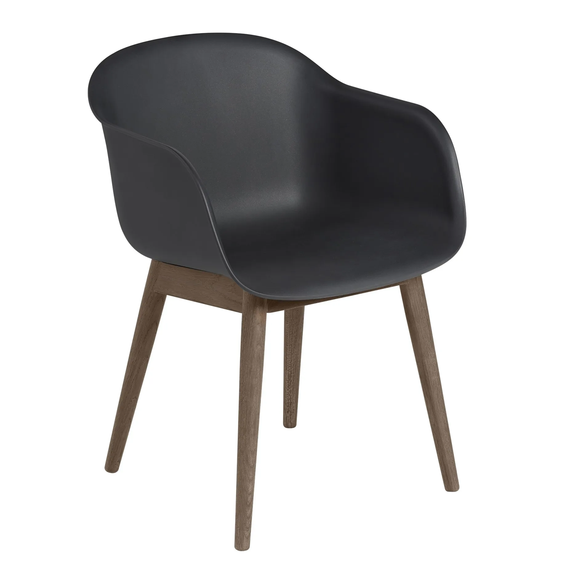 Fiber Armchair z drewnianymi nogami, Black-Stained dark brown Muuto