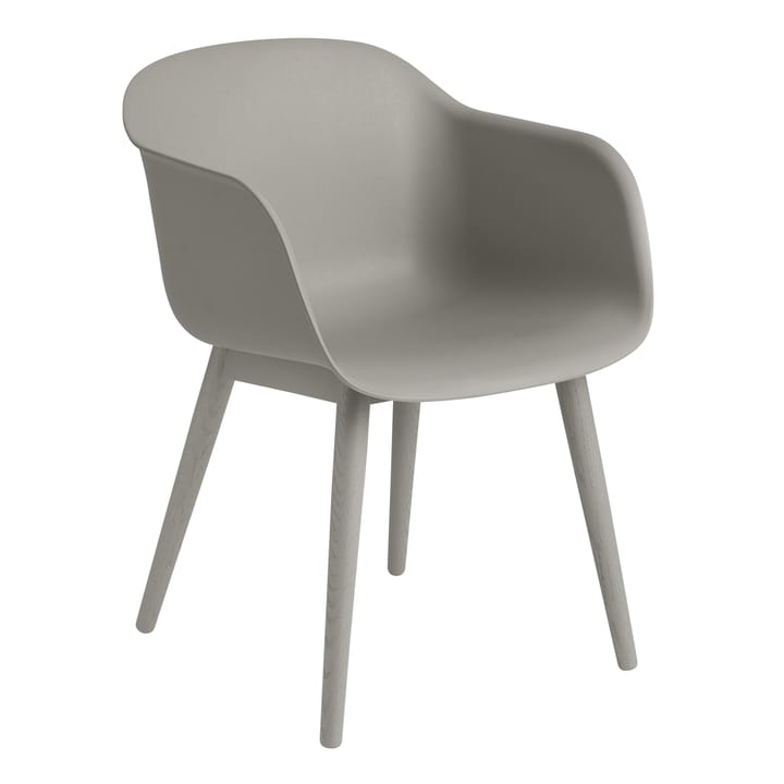 Fiber Armchair z drewnianymi nogami - Grey (plastic) - Muuto
