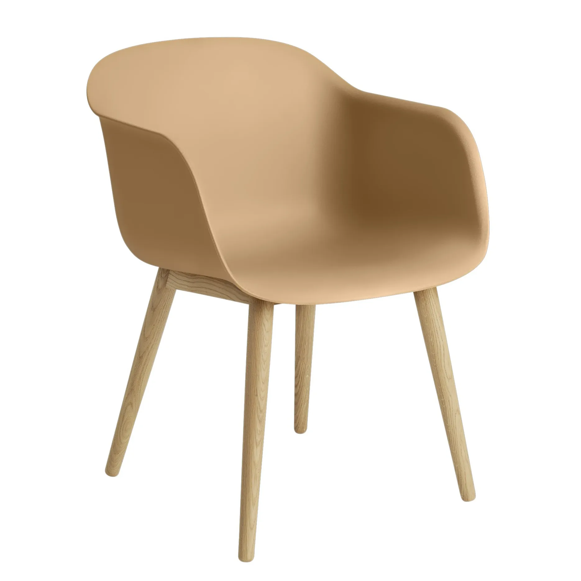 Fiber Armchair z drewnianymi nogami, Ochre-Oak (plastic) Muuto