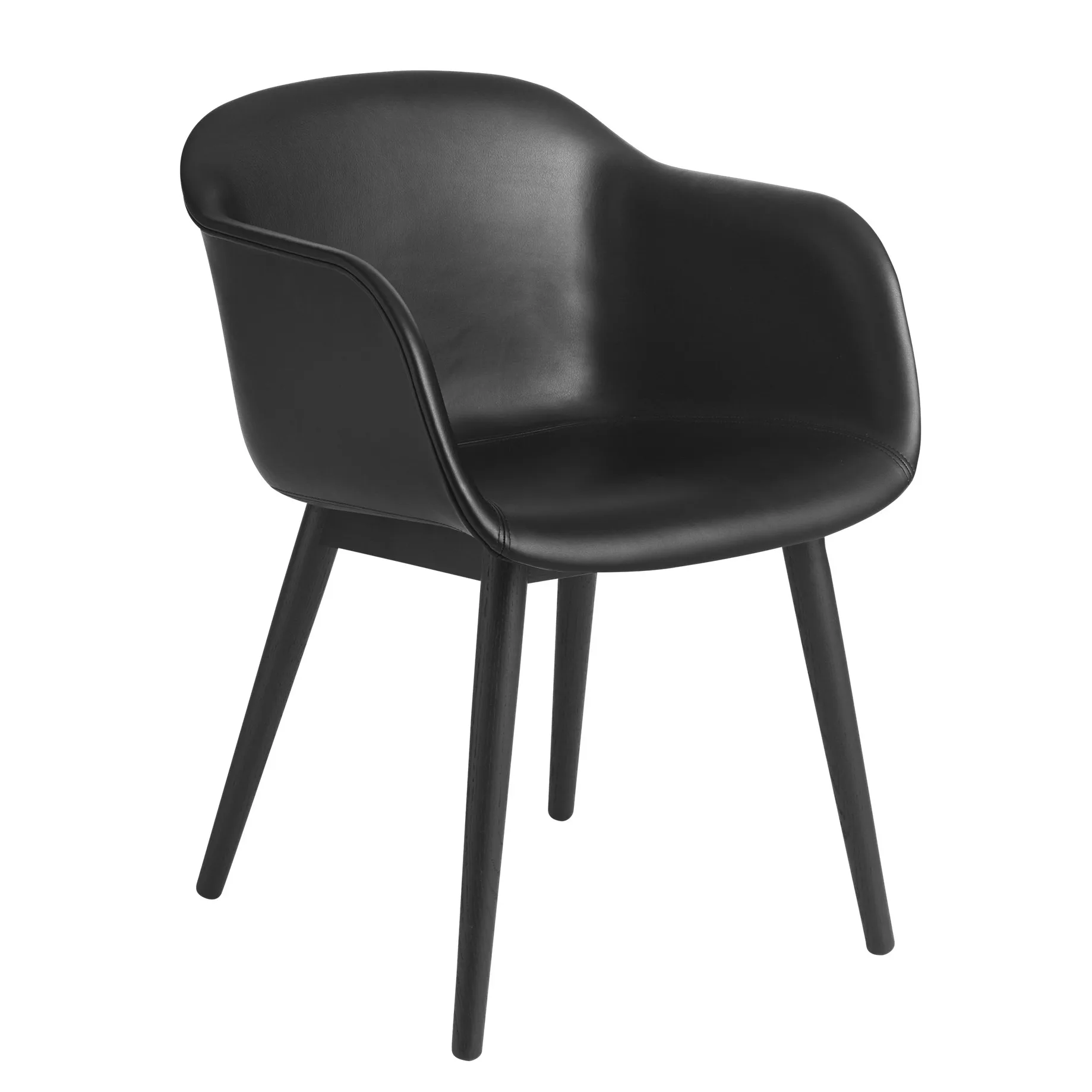 Fiber Armchair z drewnianymi nogami, Refine leather black-Black Muuto