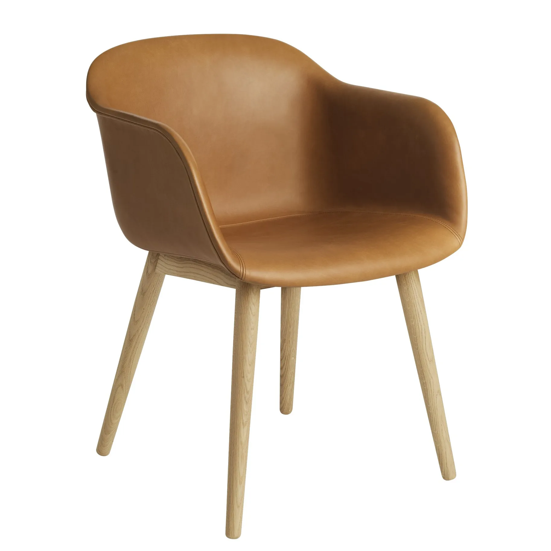 Fiber Armchair z drewnianymi nogami, Refine leather cognac-Oak Muuto